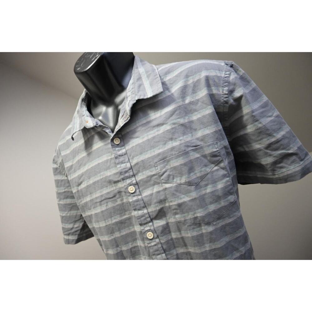 Lucky Brand Saturday Stretch Shirt Short Sleeve Striped Button Up Mens Sz Large